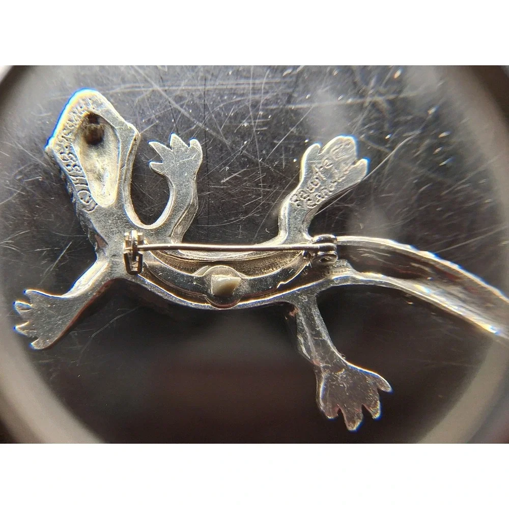 Vintage 1985 Seagull Pewter Canada Lizard Brooch Reptile Salamander Pin Silver